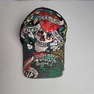 Ed Hardy Vintage Love Kills Slowly Rhinestone Embellished Trucker Hat